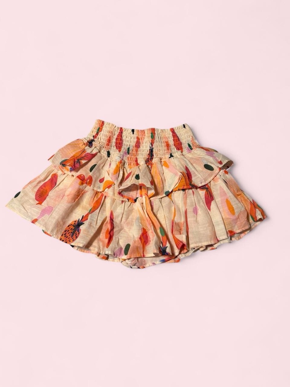 Blanco by Nature Tiered Ruffle Mini Skirt in Cream abstract Print - Made In Peru